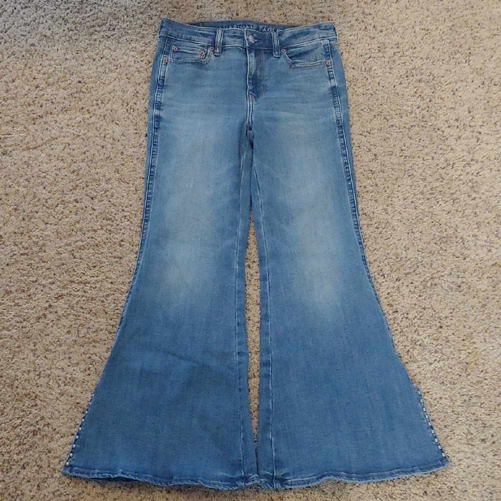 Women's Blue Flared Jeans American eagle next level stretch NWOT
